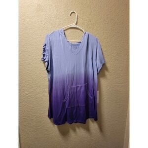 Lane Bryant LIVI Hooded Athletic Top Ombre Purple Size 14/16